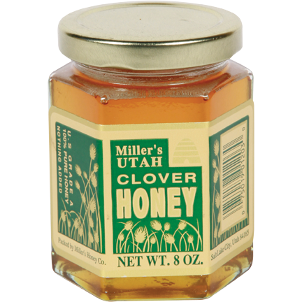 Utah Clover Honey Hex Jar 8 oz - Honey